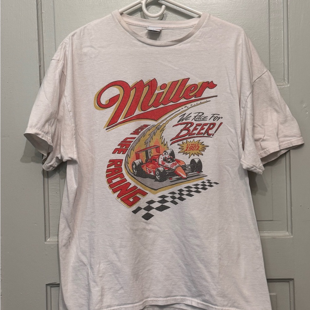 Urban Outfitters Junk Food Clothing White Racing Graphic Tee